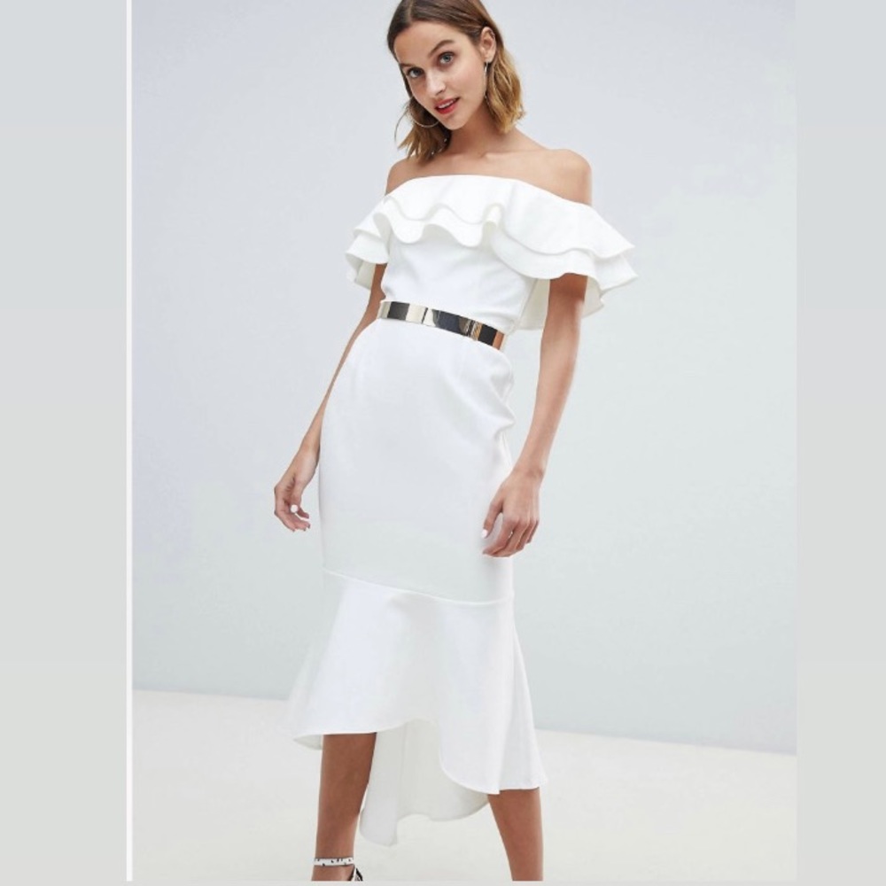 River Island Off the Shoulder Midi Dress Sz8
